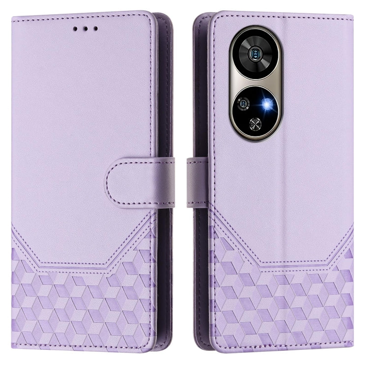 For Ulefone Note 17 Pro Honeycomb Embossing RFID Leather Phone Case(Light Purple)