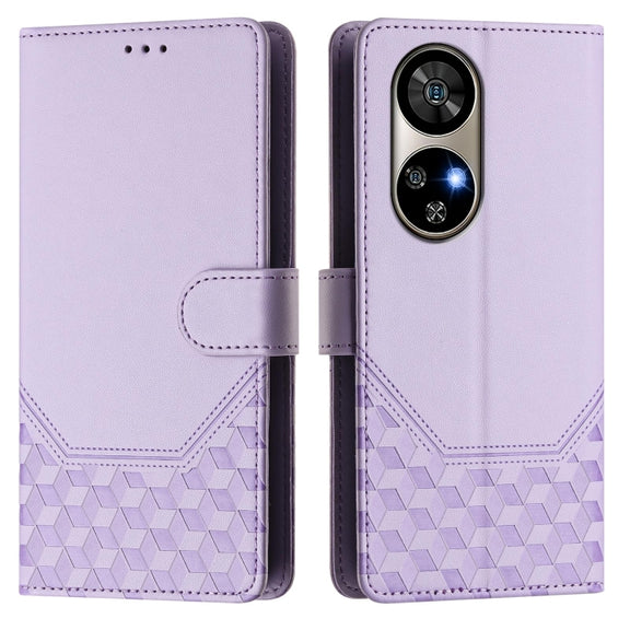 For Ulefone Note 17 Pro Honeycomb Embossing RFID Leather Phone Case(Light Purple)