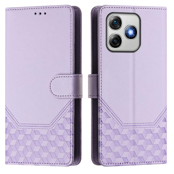 For Ulefone Note 18 Ultra Honeycomb Embossing RFID Leather Phone Case(Light Purple)