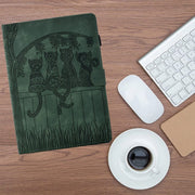 For Lenovo Tab M11 / Xiaoxin Pad 2024 Cats Embossed Leather Smart Tablet Case(Green)