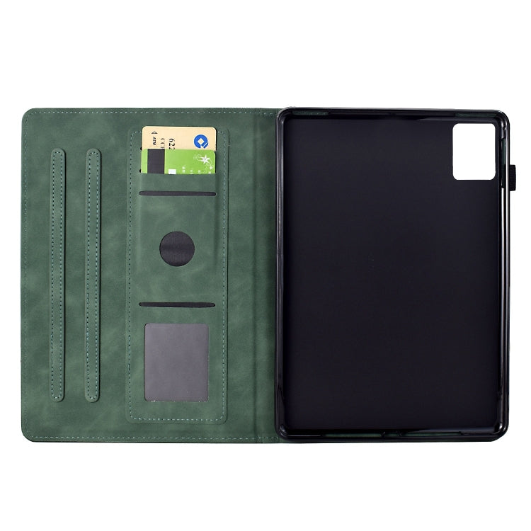 For Lenovo Tab M11 / Xiaoxin Pad 2024 Cats Embossed Leather Smart Tablet Case(Green)