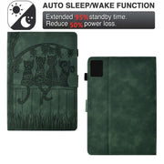 For Lenovo Tab M11 / Xiaoxin Pad 2024 Cats Embossed Leather Smart Tablet Case(Green)