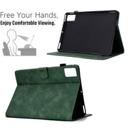 For Lenovo Tab M11 / Xiaoxin Pad 2024 Cats Embossed Leather Smart Tablet Case(Green)