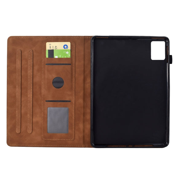 For Lenovo Tab M11 / Xiaoxin Pad 2024 Cats Embossed Leather Smart Tablet Case(Brown)