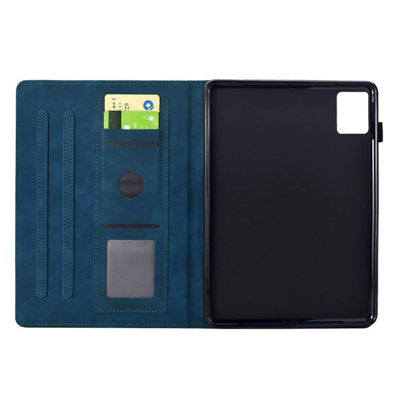 For Lenovo Tab M11 / Xiaoxin Pad 2024 Cats Embossed Leather Smart Tablet Case(Dark Blue)