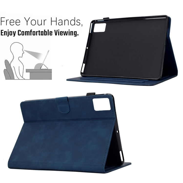 For Lenovo Tab M11 / Xiaoxin Pad 2024 Cats Embossed Leather Smart Tablet Case(Dark Blue)