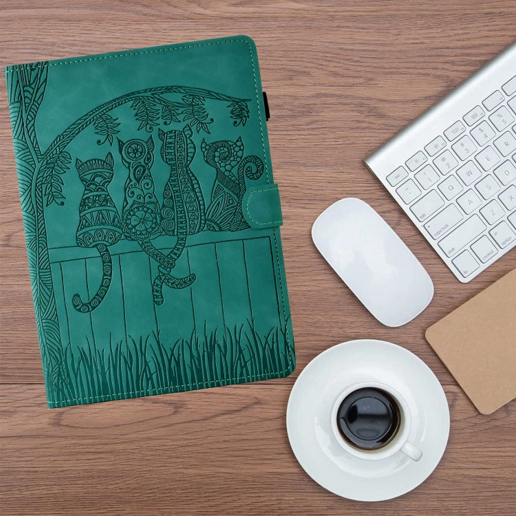 For Lenovo Tab M11 / Xiaoxin Pad 2024 Cats Embossed Leather Smart Tablet Case(Light Blue)
