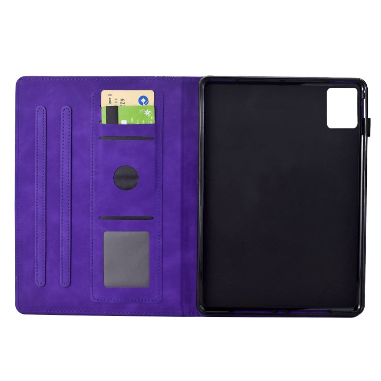 For Lenovo Tab M11 / Xiaoxin Pad 2024 Cats Embossed Leather Smart Tablet Case(Purple)