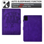 For Lenovo Tab M11 / Xiaoxin Pad 2024 Cats Embossed Leather Smart Tablet Case(Purple)
