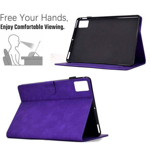 For Lenovo Tab M11 / Xiaoxin Pad 2024 Cats Embossed Leather Smart Tablet Case(Purple)