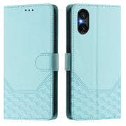 For Sony Xperia 5 VI 2024 Honeycomb Embossing RFID Leather Phone Case(Mint Green)