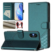 For Sony Xperia 5 VI 2024 Honeycomb Embossing RFID Leather Phone Case(Peacock Green)