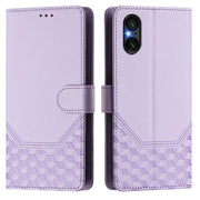 For Sony Xperia 5 VI 2024 Honeycomb Embossing RFID Leather Phone Case(Light Purple)