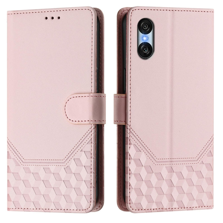 For Sony Xperia 10 VI 2024 Honeycomb Embossing RFID Leather Phone Case(Pink)