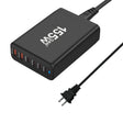 155W 4Type-C, 2USB 6-Ports Desktop Fast Charger, Plug Type:US Plug(Black) - Multifunction Charger by PMC TechLife | Online Shopping South Africa | PMC TechLife | Buy Now Pay Later Mobicred