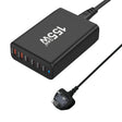 155W 4Type-C, 2USB 6-Ports Desktop Fast Charger, Plug Type:UK Plug(Black) - Multifunction Charger by PMC TechLife | Online Shopping South Africa | PMC TechLife | Buy Now Pay Later Mobicred