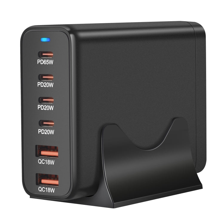 155W 4Type-C, 2USB 6-Ports Desktop Fast Charger, Plug Type:UK Plug(Black)