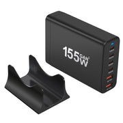155W 4Type-C, 2USB 6-Ports Desktop Fast Charger, Plug Type:UK Plug(Black)