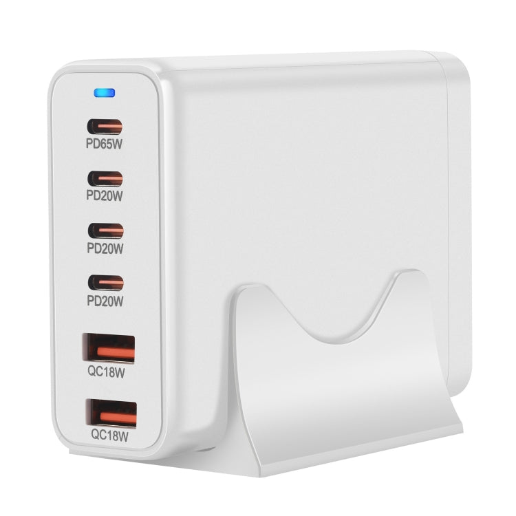 155W 4Type-C, 2USB 6-Ports Desktop Fast Charger, Plug Type:UK Plug(White)