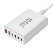155W 4Type-C, 2USB 6-Ports Desktop Fast Charger, Plug Type:UK Plug(White)