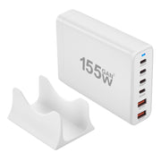 155W 4Type-C, 2USB 6-Ports Desktop Fast Charger, Plug Type:UK Plug(White)