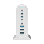YMX-968 268W 5Type-C, 3USB 8-Ports Desktop Fast Charger, Plug Type:UK Plug(White)