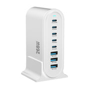 YMX-968 268W 5Type-C, 3USB 8-Ports Desktop Fast Charger, Plug Type:UK Plug(White)