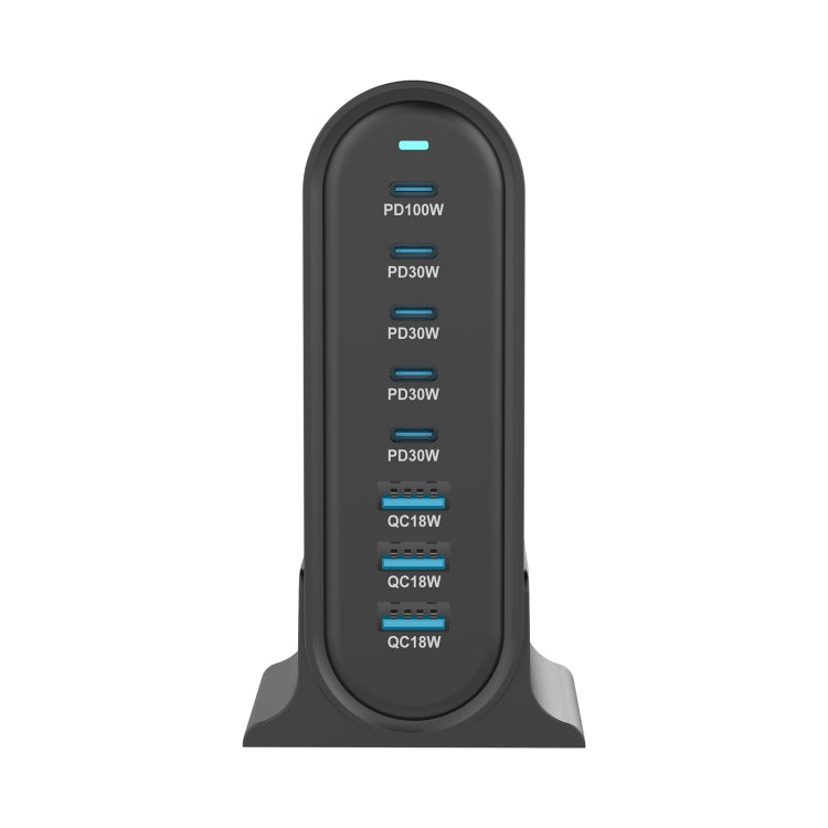YMX-968 268W 5Type-C, 3USB 8-Ports Desktop Fast Charger, Plug Type:AU Plug(Black)