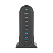 YMX-968 268W 5Type-C, 3USB 8-Ports Desktop Fast Charger, Plug Type:AU Plug(Black)