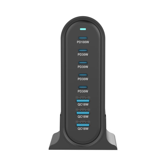 YMX-968 268W 5Type-C, 3USB 8-Ports Desktop Fast Charger, Plug Type:AU Plug(Black)
