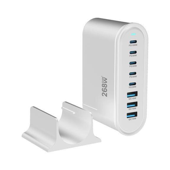 YMX-968 268W 5Type-C, 3USB 8-Ports Desktop Fast Charger, Plug Type:AU Plug(White)