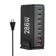 YMX-986 286W 6 Type-C, 2 USB 8-Ports Desktop Fast Charger, Plug Type:US Plug(Black) - Multifunction Charger by PMC TechLife | Online Shopping South Africa | PMC TechLife | Buy Now Pay Later Mobicred