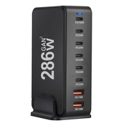 YMX-986 286W 6 Type-C, 2 USB 8-Ports Desktop Fast Charger, Plug Type:US Plug(Black)