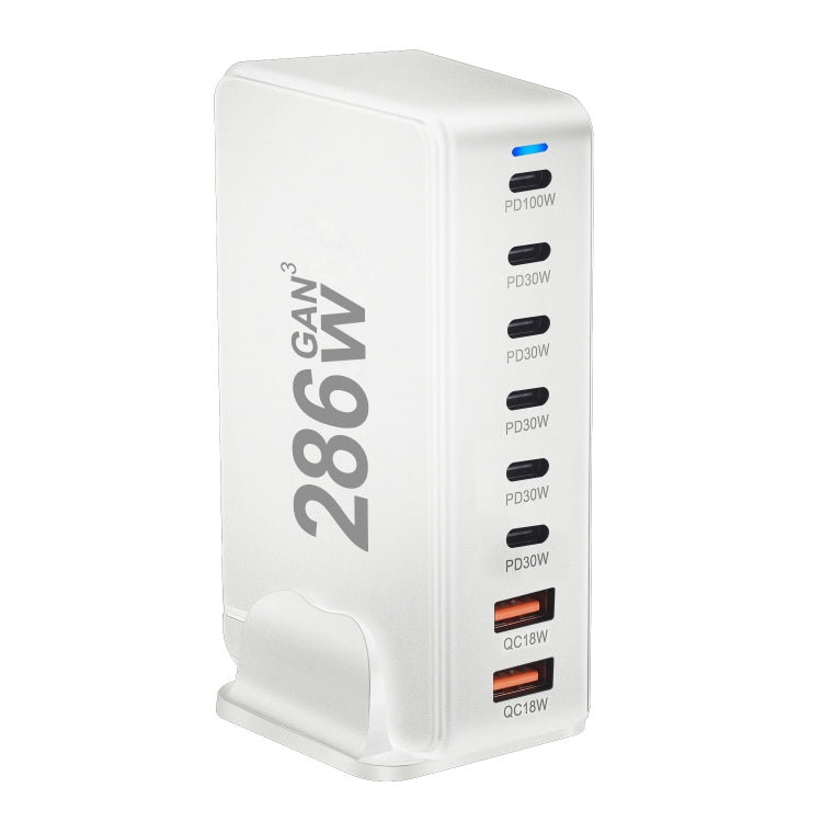 YMX-986 286W 6 Type-C, 2 USB 8-Ports Desktop Fast Charger, Plug Type:US Plug(White)