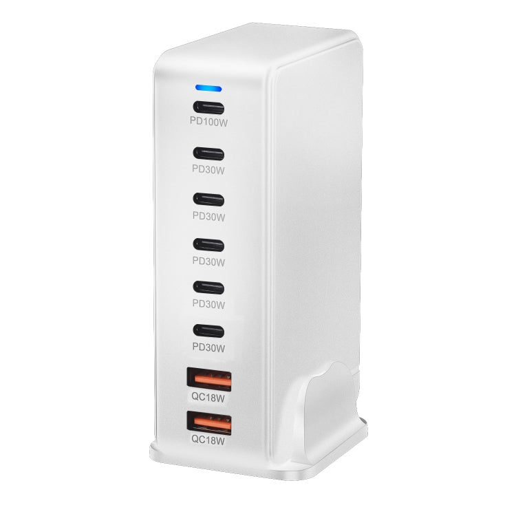 YMX-986 286W 6 Type-C, 2 USB 8-Ports Desktop Fast Charger, Plug Type:US Plug(White)