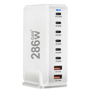 YMX-986 286W 6 Type-C, 2 USB 8-Ports Desktop Fast Charger, Plug Type:US Plug(White)