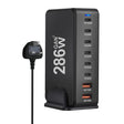 YMX-986 286W 6 Type-C, 2 USB 8-Ports Desktop Fast Charger, Plug Type:UK Plug(Black) - free shipping - PMC TechLife - Order now!