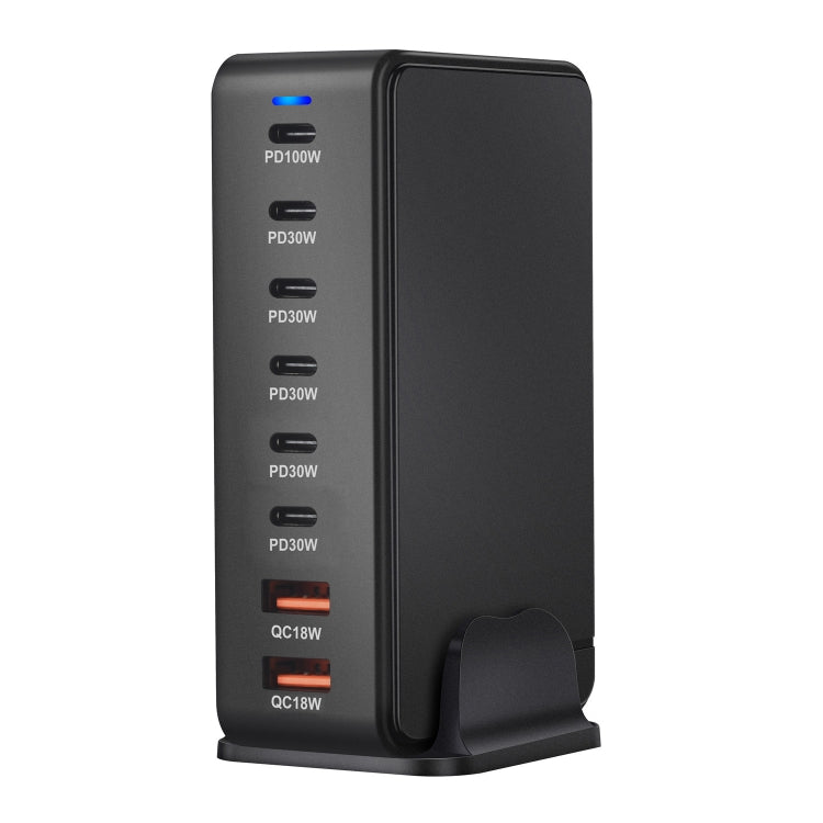 YMX-986 286W 6 Type-C, 2 USB 8-Ports Desktop Fast Charger, Plug Type:UK Plug(Black)