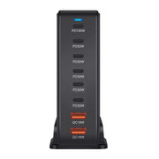 YMX-986 286W 6 Type-C, 2 USB 8-Ports Desktop Fast Charger, Plug Type:UK Plug(Black)