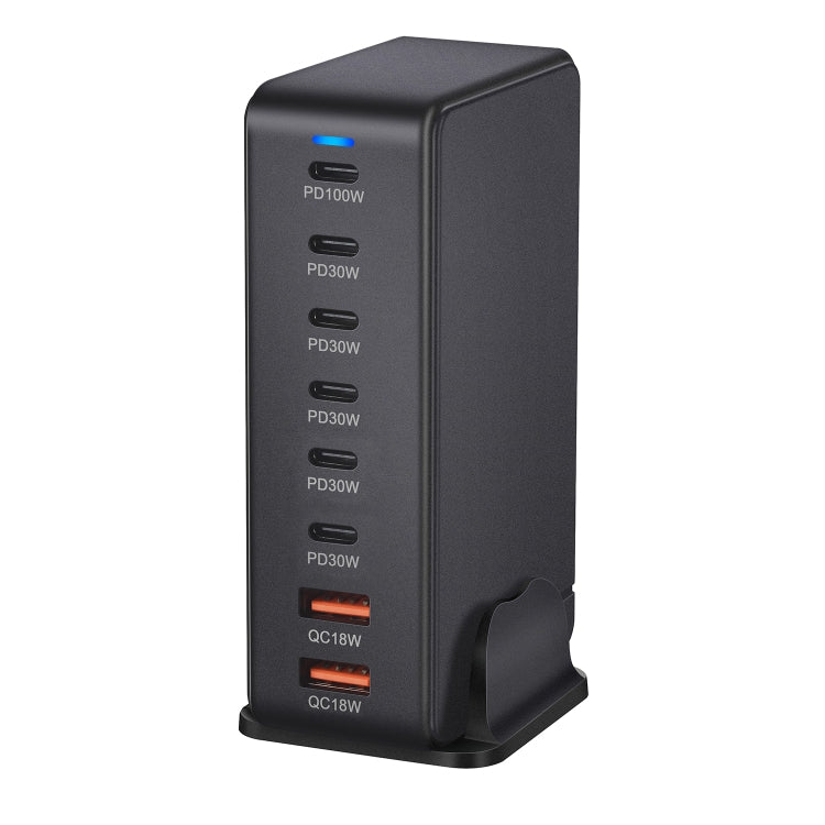 YMX-986 286W 6 Type-C, 2 USB 8-Ports Desktop Fast Charger, Plug Type:EU Plug(Black)