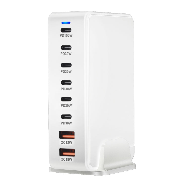 YMX-986 286W 6 Type-C, 2 USB 8-Ports Desktop Fast Charger, Plug Type:EU Plug(White)