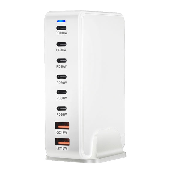 YMX-986 286W 6 Type-C, 2 USB 8-Ports Desktop Fast Charger, Plug Type:EU Plug(White)