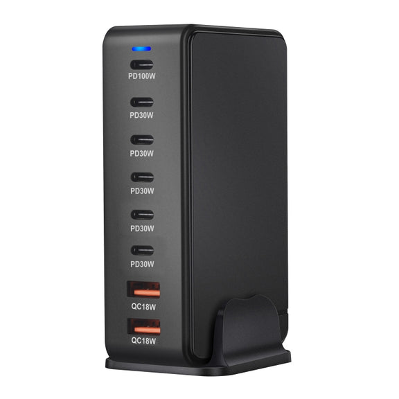 YMX-986 286W 6 Type-C, 2 USB 8-Ports Desktop Fast Charger, Plug Type:AU Plug(Black)