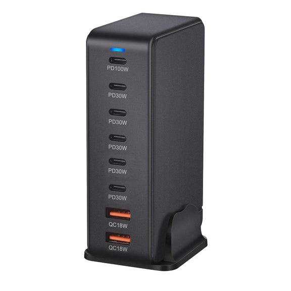 YMX-986 286W 6 Type-C, 2 USB 8-Ports Desktop Fast Charger, Plug Type:AU Plug(Black)