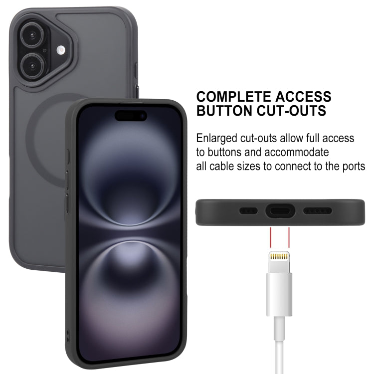 For iPhone 16 GEBEI Skin Feel MagSafe Magnetic Phone Case(Black)