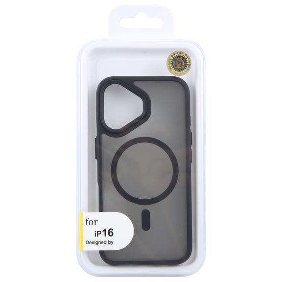 For iPhone 16 GEBEI Skin Feel MagSafe Magnetic Phone Case(Black)