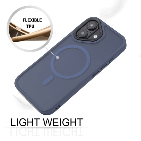 For iPhone 16 GEBEI Skin Feel MagSafe Magnetic Phone Case(Blue)
