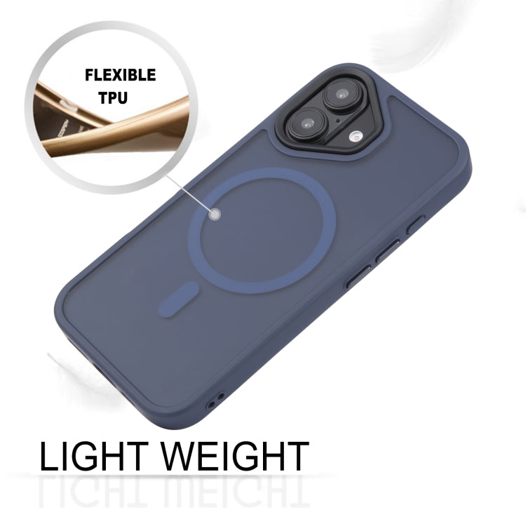 For iPhone 16 GEBEI Skin Feel MagSafe Magnetic Phone Case(Blue)