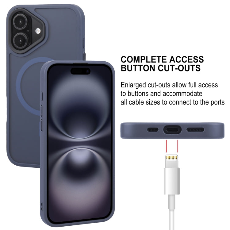 For iPhone 16 GEBEI Skin Feel MagSafe Magnetic Phone Case(Blue)
