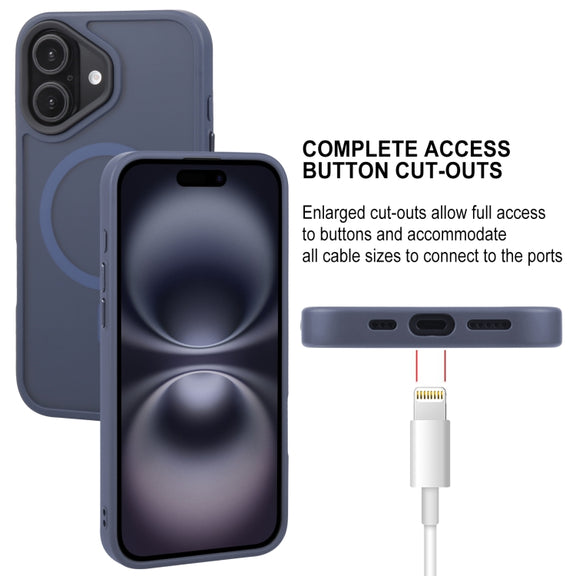 For iPhone 16 GEBEI Skin Feel MagSafe Magnetic Phone Case(Blue)